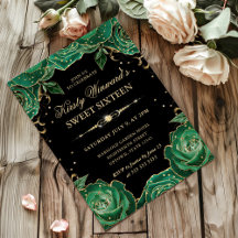 Rosas Verdes y Doradas Floral Sweet Sixteen
