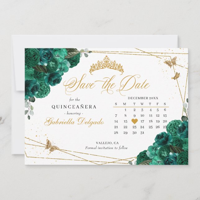 Invitación Rosas verdes y la quinceañera de oro salvan la fec (Anverso)