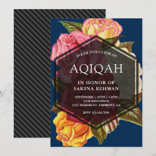 Invitación Rosas vibrantes Bouquet Geométrico Aqeeqah   Aqiqa