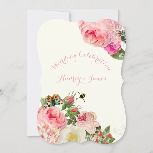 Invitación Rosas victorianos de PixDezines/peonías (Anverso)