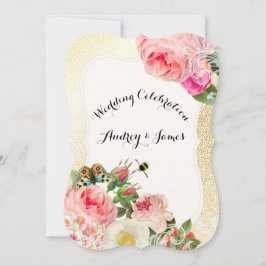 Invitación rosas victorianos de PixDezines/peonías/moqueta de