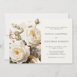 Invitación Rosas Vintage Código QR Código RSVP Boda Floral