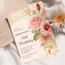 Rosas Vintage Elegantes Cumpleaños 70