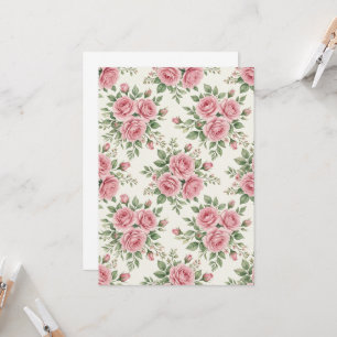 Invitación Rosas Vintage en Acuarela Rosa Floral Sin Costuras