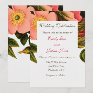 Invitación Rosas Vintage Hermosas Rosas Botánicas Rosadas