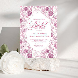 Invitación Rosas Vintage Rosa y Blanco Toile Despedida de Sol
