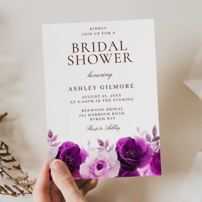 Invitación Rosas violáceos púrpura Lilac Floral Bridal Shower (Subido por el creador)