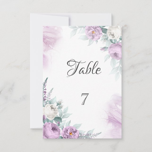 Invitación Rosas Violeta de color de agua (Anverso)