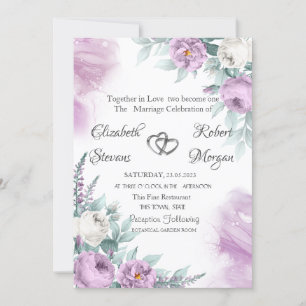 Invitación Rosas Violetas Chic al Acuarela