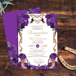 Invitación Rosas violetas púrpura Charro Occidental Quinceane
