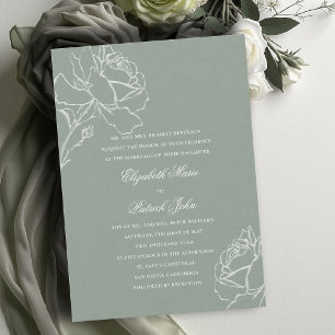 Invitación Rosas Voto Verde Esmeralda Clásico Anfitriones Bod