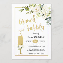 Invitación Rosas White & Gold Brunch & Bubbly Invitan