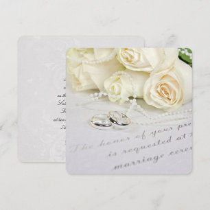 Invitación Rosas y anillos Bodas blancos