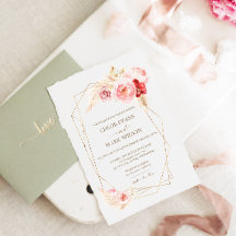 Rosas y Boda de marco dorado de pampas