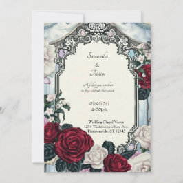 Invitación Rosas y Boda gótico enmarcado en encaje