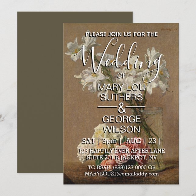 Invitación Rosas y Boda Lilies (Anverso / Reverso)