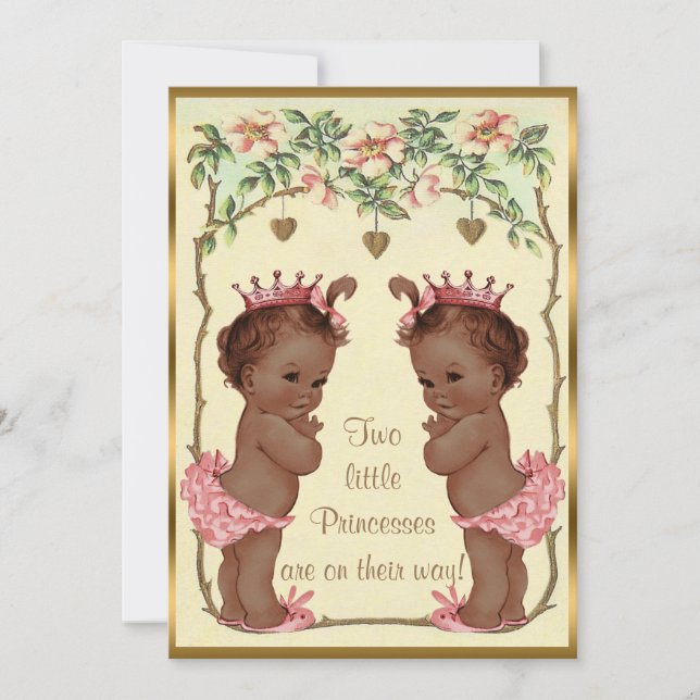 Invitación Rosas y corazones de princesas étnicas Baby Shower (Anverso)
