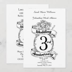 Invitación Rosas y Enredaderas Romántico 3er Aniversario de B