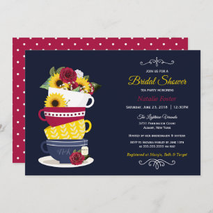 Invitación Rosas y girasoles del Fiesta de té de ducha de nov