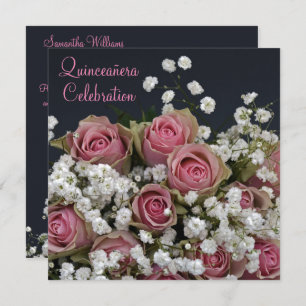 Invitación Rosas y gypsophila Bouquet Quinceañera