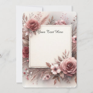 Invitación Rosas y Hojas en Tonos Suaves