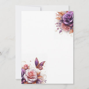 Invitación Rosas y Mariposa en Blanco Boda