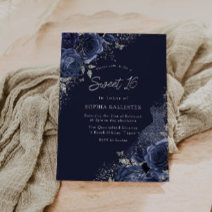 Invitación Rosas y navío de vestir y dulce 16 Fiestas