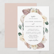 Rosas y orquídeas acuarela en marco ovalado boda