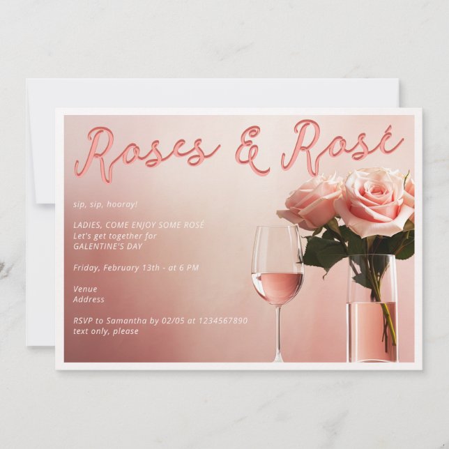 Invitación Rosas y Rosé Dando clases de vino en el Fiesta del (Anverso)