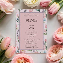 Invitación Rosas y tulipanes florales suaves y suaves