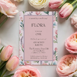 Invitación Rosas y tulipanes florales suaves y suaves