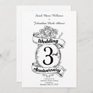 Invitación Rosas y vides Romántico tercer aniversario Boda
