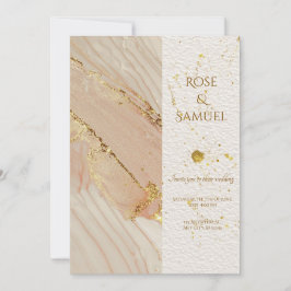 Invitación Rose Alcohol Ink Glitter Gold Wedding Invitation