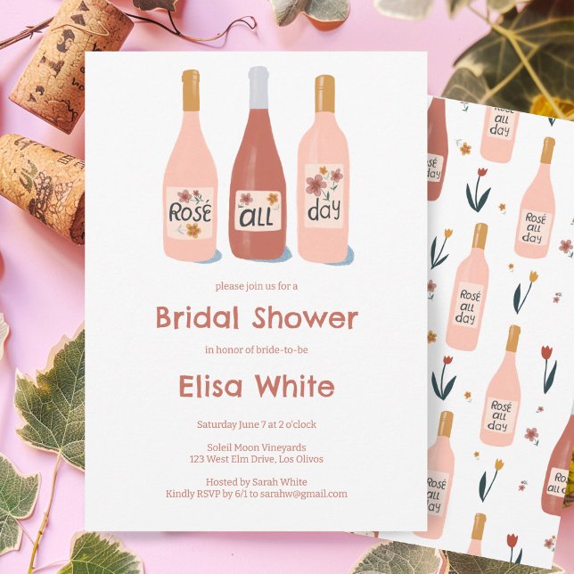 Invitación Rosé All Day Winery Bridal Shower Cute Personaliza (Rosé All Day Winery Bridal Shower Cute Custom Invitation
Wine Bachelorette Hen Party Birthday)