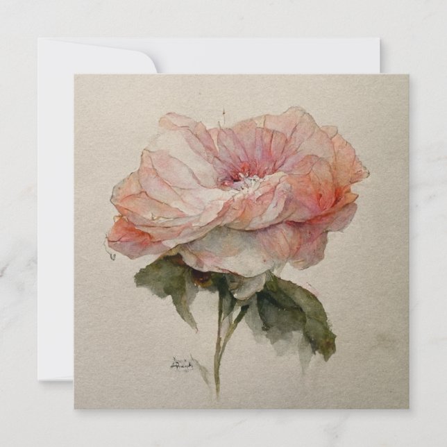 Invitación Rose Aquarelle Watercolor Rose Painting (Anverso)