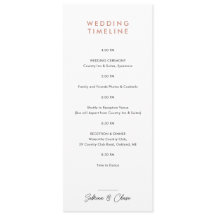 Rose Blush Wedding Itinerary Timeline