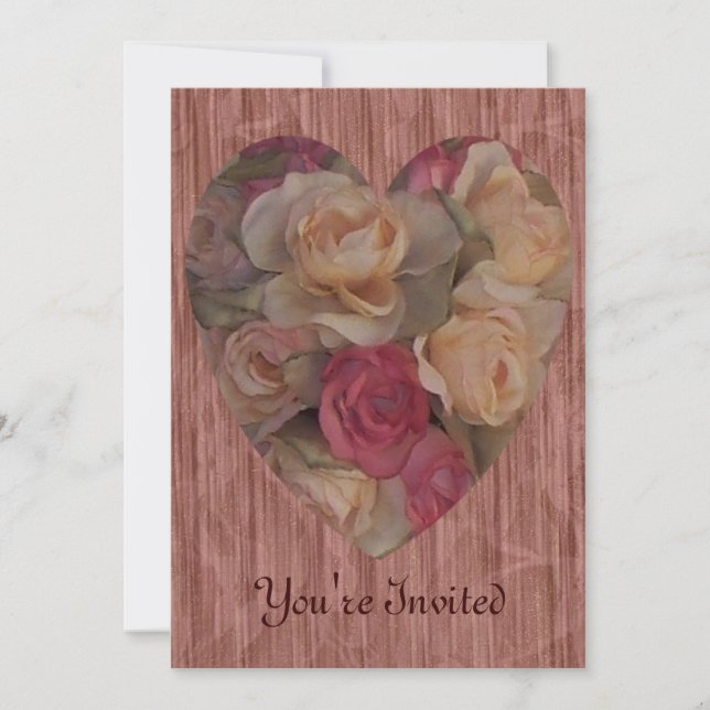 Invitación Rose Bouquet Heart (Anverso)