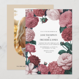 Invitación Rosé Clay, Terra Pink & Peony Smoke Floral Wedding