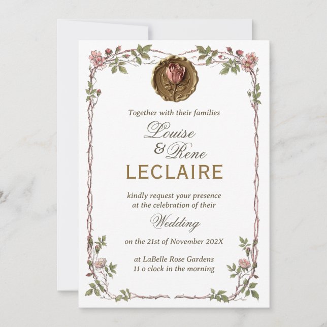 Invitación Rose Floral Elegant Wedding Save the Date Seal (Anverso)