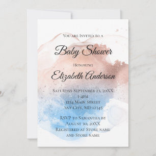 Invitación Rose Gold Azul Splash Niño Niña