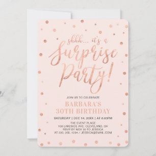 Invitación Rose Gold & Blush   Fiesta de Cumpleaños Sorpresa 