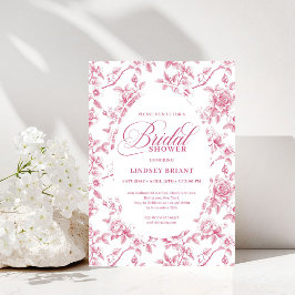 Invitación Rose Gold Blush Toile Roses Floral Bridal Shower  