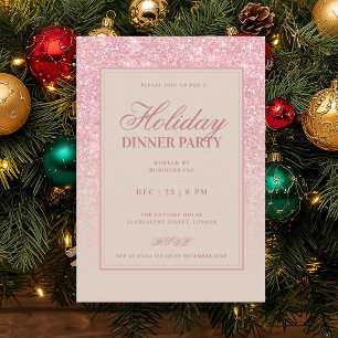 Invitación Rose Gold BRILLO FALSO Cena de Champán de Vacacion