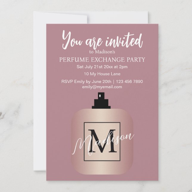 Invitación Rose Gold Custom Perfume Exchange Party (Anverso)