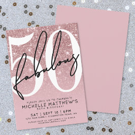 Invitación Rose Gold Fifty Fabulous 50th Birthday