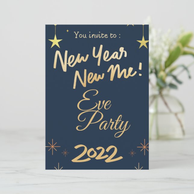 Invitación Rose Gold Glitter 2022 New Year's Party Invitation (Anverso de pie)