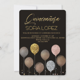 Invitación Rose Gold Glitter Elegant Quinceañera 