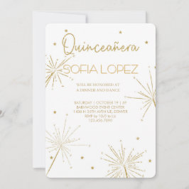 Invitación Rose Gold Glitter Elegant Quinceañera 