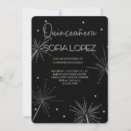 Invitación Rose Gold Glitter Elegant Quinceañera 