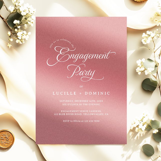 Invitación Rose Gold Gradient Modern Engagement Party (Subido por el creador)